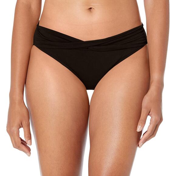 Seafolly Twist Band Hipster Full Coverage Bikini Bottom Swimsuit Black Size 4 - Picture 1 of 6